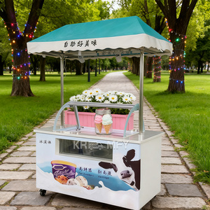 Kiosk Street Mobile Food <b>Display</b> <b>Case</b> Gelato Ice Cream Cart - Product Image 3