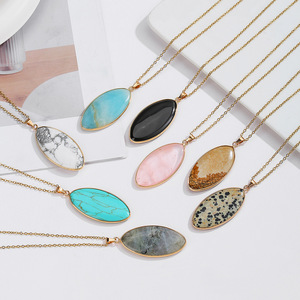अंडाकार प्राकृतिक पत्थर के पेलेंट हार कच्चे जेम्स्टोन हस्तनिर्मित साधारण क्लासिक बोहो गहने महिला पुरुषों के लिए दैनिक आकस्मिक आध्यात्मिक उपहार - Product Image 4