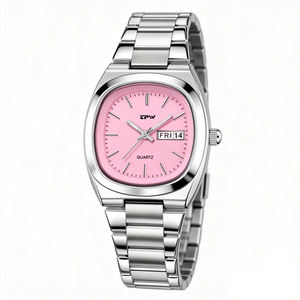 Reloj de Pulsera de Acero Inoxidable Sólido con Diseño Rosa Personalizado para Mujer, Lujoso y con Logo - Product Image 1