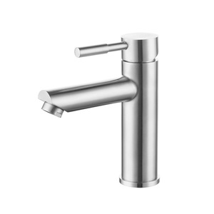 304 Stainless Steel Single Handle Basin Faucet Ceramic Valve Core <b>Deck</b> Mounted Hot And Cold Water Single Hole Faucet - Product Image 2