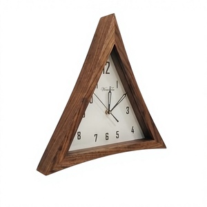 Triangle Wooden Quartz Wall <b>Clock</b> Analog <b>Silent</b> Design for Living Room Home Office Decoration - Product Image 2