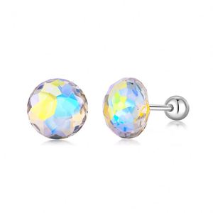 Pendientes de bola de cristal de piedra natural arcoíris con dije de disfraz de golpeador de puerta personalizado de alta calidad Dylam para mujer - Product Image 1