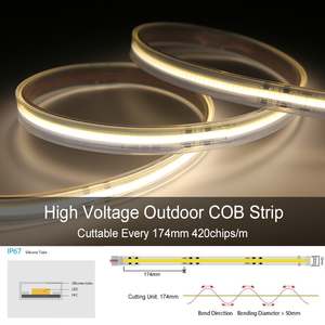 IP67 a prueba de agua 110/220Vac tira de luz <span class=keywords><strong>LED</strong></span> 420LED COB alto voltaje con controlador para paisaje 50m de longitud luces <span class=keywords><strong>LED</strong></span> Cob - Product Image 6