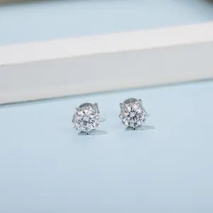 메시 쥬얼리 925 솔리드 실버 도매 화이트 골드 moissanite 다이아몬드 귀걸이