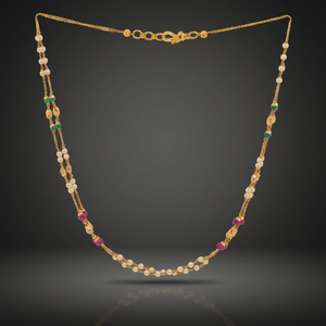 Elegant Gold Pearl Double Layer <b>Necklace</b> with Green and Pink Beads Traditional Ethnic Jewelry for Women - Product Image 5