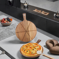 Planche à pizza ronde de qualité supérieure en bois avec poignée, passe au lave-vaisselle, idéale pour servir la pizza