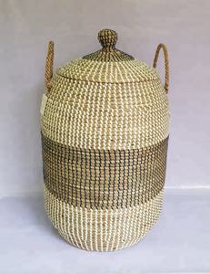 Premium Quality Handmade Woven Storage <b>Basket</b> with Lid for Dirty Laundry Modern Nordic Style Natural Material Clothes Hamper - Product Image 5