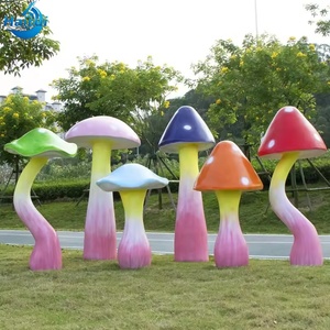 Sculpture de champignon en fibre de verre fantaisie en forme de <span class=keywords><strong>pizza</strong></span> - Peinte à la main - Décoration pour jardin féerique et aire de jeux - Product Image 4
