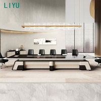 Table de conférence moderne en panneaux de bois Liyu avec base épaissie de forme rectangulaire pour salles de réunion de bureau