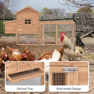 Outdoor Large Breed Chicken Coop 2-4 Chickens Wooden Ventilated Hen House Poultry <b>Pet</b> Hutch <b>Run</b> Waterproof Roof - Product Image 3