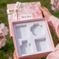 Ensemble cadeau de haute qualité avec logo personnalisé, matériaux recyclés de qualité supérieure, boîte rigide à couvercle et base, parfum de lune de cerisier rose en relief - Diffuseur de roseaux