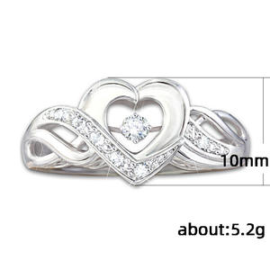 Anello da donna H120 in oro bianco con diamante taglio a cuore, anello di fidanzamento con diamante naturale e diamanti laterali colore G - Product Image 4