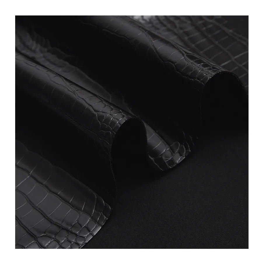 Schwarze individuelle 3D-Strukturierung Rexine Kunstleder Taschen Vinylstoff Kunstleder aus PVC für Taschen Handtaschen Herstellung von Sofas