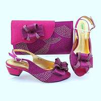 Ensemble de chaussures de mariée et de sac pour femmes, à talon bas, africain, assorti, robes, AB8649,