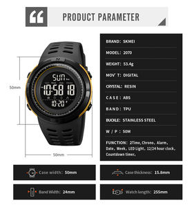 Montres numériques SKMEI 2070 antichoc pour homme, design élégant et robuste, qualité durable certifiée, service après-vente sans souci. - Product Image 6