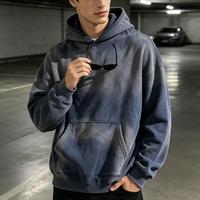 Sweat à capuche vintage hip-hop uni délavé à l'acide, impression vieillie, sweats européens vierges, vente directe usine