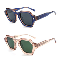 Rétro noir rouge polygone petit carré acétate femmes lunettes de soleil rétro Rivets hommes nuances luxe mode lunettes de soleil VG66037S