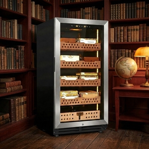 Humidor de lujo NE-146-12 de madera de cedro español con control de humedad constante, de una sola puerta, para uso doméstico. - Product Image 3
