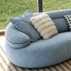 Modern Curved Fabric <b>Sofa</b> Upholstered L Shape Sectional Couch Low Profile Lounge Seating for Living Room Apartment - Product Image 5