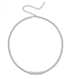 Colar de Moissanite com Testador de Diamante Personalizado, Corrente de Elos de Moissanite em Prata Esterlina 925 com Mudança Gradual de Tamanho - Product Image 1