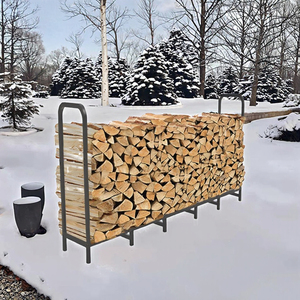 Sparxwizz Engineering, ensembles de supports à bois de chauffage modernes en métal, 4 à 8 pieds, rangement extérieur avec finition thermolaquée, design carré, décoration intérieure - Product Image 3