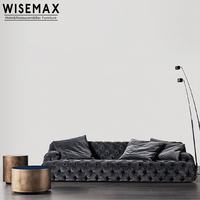 WISEMAX estilo europeo de lujo muebles de sala de estar Villa Hotel piso de terciopelo sofá Chesterfield 3 plazas sofá de ocio