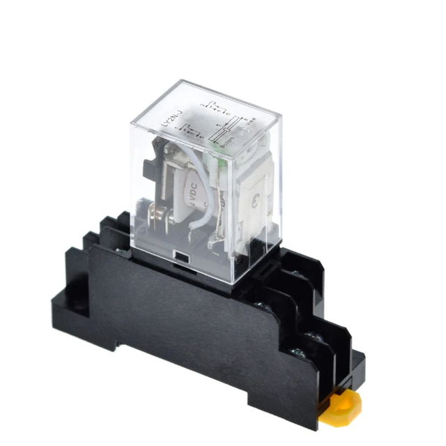 12V 24V DC 110V 220V AC Coil Power Relay LY2NJ DPDT 8 Pin HH62P JQX-13F With Socket Base OK