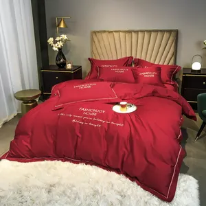 Marriott yatak örtüsü toptan tasarım ucuz nakış keten yorgan çarşaf çarşaf yatak Mellanni kraliçe sac seti-otel Lu