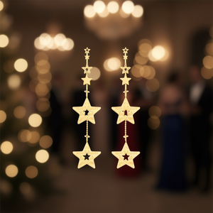 Pendientes colgantes Gold Star para mujer, joyería fina para uso diario, pendientes colgantes con piedra central de perla - Product Image 2