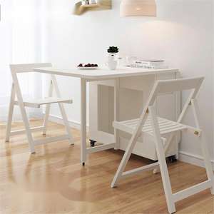 YOUTAI 2026 Ensemble de chaises de salle à manger multifonctionnelles en bois massif Table pliante mobile à roues universelles avec fonction extensible - Product Image 5