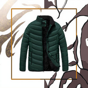 Veste Safari Grande Taille en Velours Teint Uni, Col Montant, Tricotée, Imperméable, Décontractée, Fermeture Éclair, Service OEM pour Hommes - Product Image 3