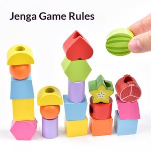 Jeu d'Éveil Montessori en Bois : Perles Géométriques à Empiler et Assortir – Jeu de Reconnaissance des Couleurs et des Formes pour Bébé - Product Image 4