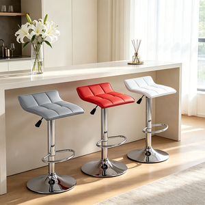 American Style Dinner High <strong>Stool</strong> Round Counter <strong>Black</strong> Swivel Leather Breakfast <strong>bar</strong> <strong>Stool</strong> - Product Image 1