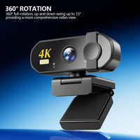 Kamera Web CMOS USB 4K dengan Mikrofon Autofokus untuk PC Laptop Live Streaming Panggilan Video