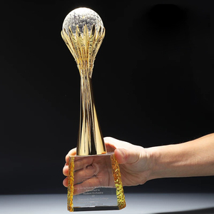 Gold Silver Bronze Resin <strong>Globe</strong> <strong>Golf</strong> Football <strong>Ball</strong> Event Crystal Trophy Award MH-NJ0564 - Product Image 5