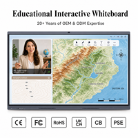 Tableau blanc interactif éducatif 55/65/75/86 pouces Ultra HD 4K LED, écran plat intelligent pour l'enseignement scolaire, écran tactile 50 points