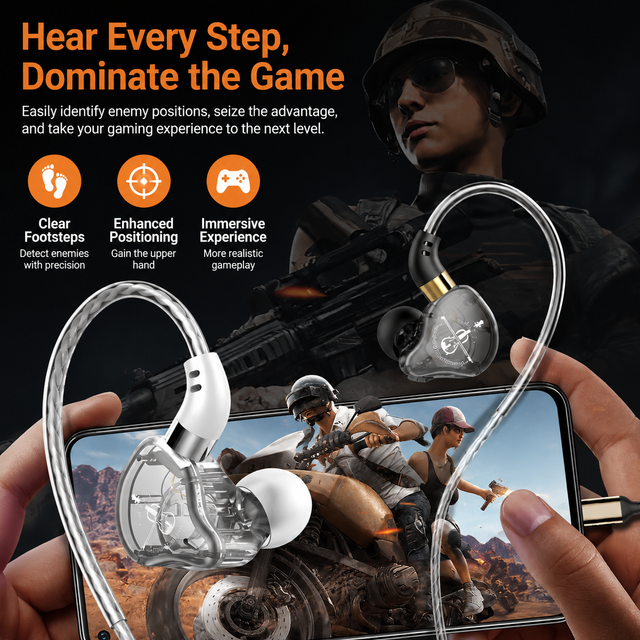 USB-C DAC Wired Earphones Hi-Fi Stereo In-Ear Monitors with Braided Cable and Microphone for Type-C Smart Phones