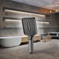 Pommeau de Douche Économiseur d'Eau Haute Pression en ABS Chromé, Grand Panneau, 3 Modes de Jet, Buse en Silicone, pour Salle de Bain SPA
