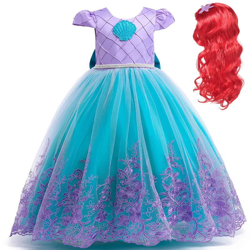 LZH-Vestidos de Fiesta de princesa de sirena para niñas, tutú de encaje, disfraz para niños, Cosplay de Halloween