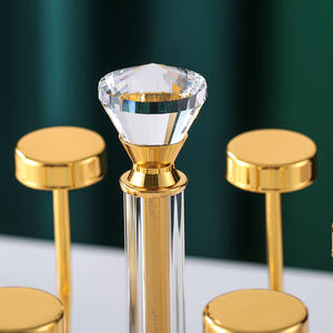 Porte-gobelets en verre doré avec base transparente et quatre supports pour la maison et le salon - Product Image 4