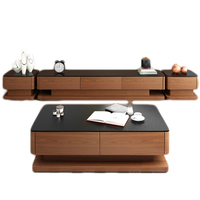Nordique moderne minimaliste lumière luxe salon meubles petit appartement couleur noyer table basse meuble TV combinaison ensemble