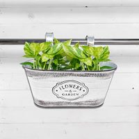 Jardinière en métal galvanisé pour balustrade de balcon avec trous de drainage, pot de fleurs pour rebord de fenêtre extérieur, support de plantes suspendu pour jardin