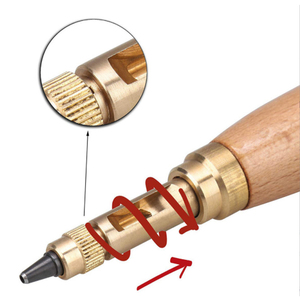 Manual Wood Handle Hole <span class=keywords><strong>Punch</strong></span> Tool Ajustável <span class=keywords><strong>Screw</strong></span> <span class=keywords><strong>Punch</strong></span> Leather Belt Punching Tool Set Com 6 Dicas - Product Image 2