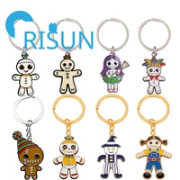 Porte-clés en émail personnalisé en gros, thème Halloween effrayant, squelette voodoo, porte-clés en métal, poupée voodoo, cœur rouge, porte-clés en émail anime