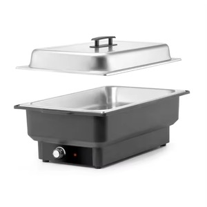 Polypropylene Water <b>Pan</b> Stainless Steel Cover 9L Capacity Manual Temperature Control Eco Mode <b>Electric</b> Black Chafing Dish - Product Image 1
