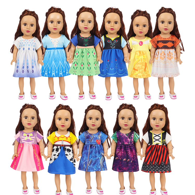 Dress up Doll Clothes Princess Dresses Accessories Doll Costumes Jasmine Aurora Belle Snow White Dresses for 18 Inch Doll