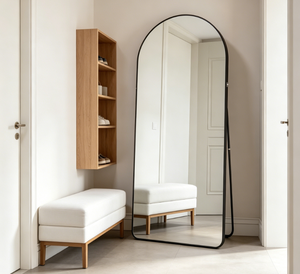 Heavenly <b>Mirror</b> Modern Arch Full Body Dressing <b>Mirror</b> Aluminum Frame Floor Standing <b>Vanity</b> <b>Mirror</b> USB <b>Light</b> Source Home Bedroom - Product Image 1