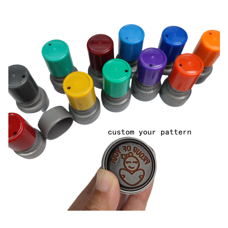 Flower Self Inking Mini Rubber Stamp Colop Round Decorative Teachers