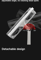 Brosse de nettoyage de vitres portable 2-en-1 en acier inoxydable et plastique à long manche, essuie-glace pour vitres – Vente en gros
