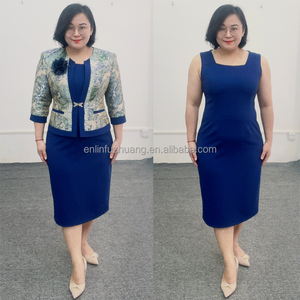 ชุดเดรสผ้าไหมลายสวยสำหรับผู้หญิง  ชุดสูทไซส์ใหญ่สำหรับใส่ไปโบสถ์ - Product Image 3